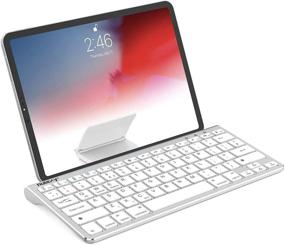 img 4 attached to Nulaxy KM13 Bluetooth Keyboard: Sliding Stand for Tablets & Phones - Apple iPad, iPhone, Samsung, Android Windows Compatibility - Silver