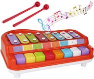 двойной детский пианино-ксилофон для малышей от toysery - музыкальный инструмент игрушка с 8 многоцветными клавишами, чистыми и четкими звуками, палочками - идеальная игрушка для обучения детей от 2 до 4 лет. логотип