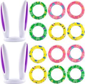 img 3 attached to JOYIN Inflatable Bunny Rabbit Ears Ring Toss Game - 2 Sets with 12 Rings, Indoor and Outdoor Easter Party Supplies, Fun Inflatable Toss Game