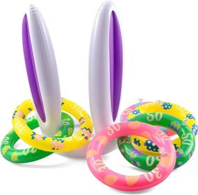 img 2 attached to JOYIN Inflatable Bunny Rabbit Ears Ring Toss Game - 2 Sets with 12 Rings, Indoor and Outdoor Easter Party Supplies, Fun Inflatable Toss Game