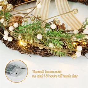 img 2 attached to 🎄 18 Inch Natural Berry Twig Christmas Wreath with Timer and Bow - Pre-lit LED Warm Light for Indoor & Outdoor Decorations, PROWREATH Artificial Christmas Wreath