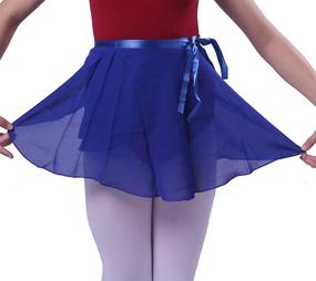 img 1 attached to 👗 Charming Woosun Girls Ballet Wrap Skirt: Kids Dance Skate Over Scarf Tutu Skirts, 32cm Length in Delicate Chiffon