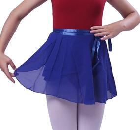 img 2 attached to 👗 Charming Woosun Girls Ballet Wrap Skirt: Kids Dance Skate Over Scarf Tutu Skirts, 32cm Length in Delicate Chiffon