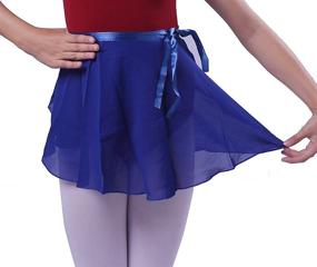 img 3 attached to 👗 Charming Woosun Girls Ballet Wrap Skirt: Kids Dance Skate Over Scarf Tutu Skirts, 32cm Length in Delicate Chiffon