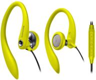 yellow over ear earbuds wired, in ear earphones with microphone for running, workout, exercise, and gym - magnavox sport headphones logo