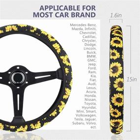 img 3 attached to Tupalatus Daisy Print Auto Interior Accessories Set: 9-Pack Seat Covers, Steering Wheel & 🌼 Gear Shift Knob Covers, Handbrake & Seat Belt Pads, Cup Holder - Stylish Car Decor