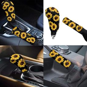 img 1 attached to Tupalatus Daisy Print Auto Interior Accessories Set: 9-Pack Seat Covers, Steering Wheel & 🌼 Gear Shift Knob Covers, Handbrake & Seat Belt Pads, Cup Holder - Stylish Car Decor