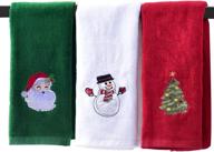 🎄 christmas bathroom hand towels 16x25 inch, 3 pack with embroidery design, 100% cotton super soft and absorbent dish towels for holiday, kitchen, drying, cleaning - ideal christmas gift logo