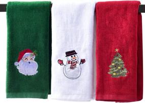 img 4 attached to 🎄 Christmas Bathroom Hand Towels 16x25 inch, 3 Pack with Embroidery Design, 100% Cotton Super Soft and Absorbent Dish Towels for Holiday, Kitchen, Drying, Cleaning - Ideal Christmas Gift