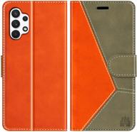 📱 caislean galaxy a32 5g wallet case - stylish rfid blocking card holder, shockproof interior, premium pu leather folio kickstand flip folding book cover for samsung galaxy a32 5g orange/olive logo