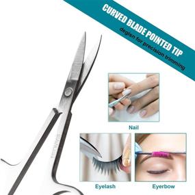 img 1 attached to 🔪 Stainless Steel Facial Hair Grooming Scissors - Ideal Kit for Men and Women - Trim Eyebrows, Nose, Mustache, Beard, Eyelashes and Ear Hair - 2PCS Set with Curved and Rounded Safety Tips