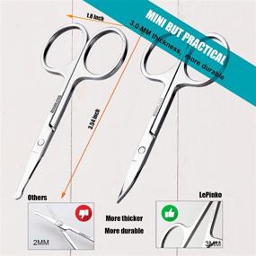 img 2 attached to 🔪 Stainless Steel Facial Hair Grooming Scissors - Ideal Kit for Men and Women - Trim Eyebrows, Nose, Mustache, Beard, Eyelashes and Ear Hair - 2PCS Set with Curved and Rounded Safety Tips