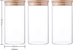 img 3 attached to 🍃 Set of 3x1300ml Leaf House High Borosilicate Glass Cylinder Airtight Food Storage Container Canister Jars with Bamboo Lid & Silicone Sealing Ring