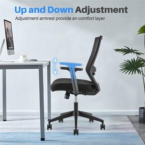 img 2 attached to 🪑 Ergonomic Mesh Home Office Chair with Adjustable Lumbar Support - Swivel Mid Back Computer Chair for Teens, Students, and Adults