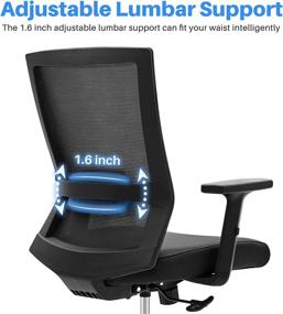 img 3 attached to 🪑 Ergonomic Mesh Home Office Chair with Adjustable Lumbar Support - Swivel Mid Back Computer Chair for Teens, Students, and Adults