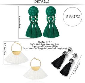 img 1 attached to 🌈 Yanxyad Multicolored Short Wool Tassel Earrings: Vibrant Thread Fringe Jewelry for Women and Girls