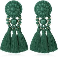 🌈 yanxyad multicolored short wool tassel earrings: vibrant thread fringe jewelry for women and girls logo