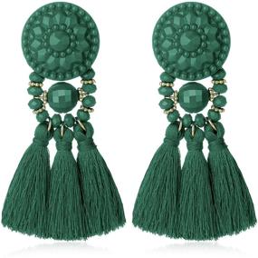 img 4 attached to 🌈 Yanxyad Multicolored Short Wool Tassel Earrings: Vibrant Thread Fringe Jewelry for Women and Girls