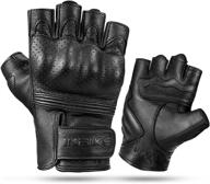 🧤 inbike fingerless motorcycle gloves - summer breathable goatskin leather, wear resistant, hard knuckle protection, black, size large logo