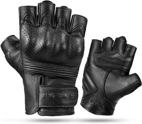 img 4 attached to 🧤 INBIKE Fingerless Motorcycle Gloves - Summer Breathable Goatskin Leather, Wear Resistant, Hard Knuckle Protection, Black, Size Large