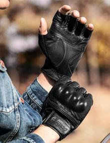 img 3 attached to 🧤 INBIKE Fingerless Motorcycle Gloves - Summer Breathable Goatskin Leather, Wear Resistant, Hard Knuckle Protection, Black, Size Large