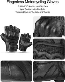 img 1 attached to 🧤 INBIKE Fingerless Motorcycle Gloves - Summer Breathable Goatskin Leather, Wear Resistant, Hard Knuckle Protection, Black, Size Large