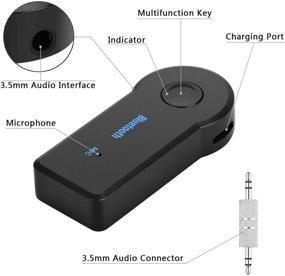 img 1 attached to Wireless Audio Receiver with Bluetooth 5.0, 3.5mm AUX Jack for Car Audio/Wired Headset/Home Stereo System, Smartphone/Tablet Compatible, Hands-Free Microphone