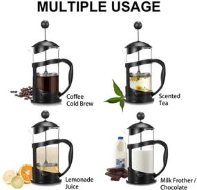 img 2 attached to ☕ Large 34oz (1000ml) Topcovos French Press Coffee Maker with 4-Level Filtration, Durable Handle, Heat Resistant Borosilicate Glass, Cleaning Brush & Measuring Spoon