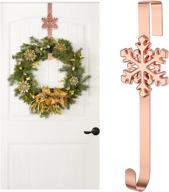 🎄 uratot christmas rose gold metal wreath hanger: 14.5 inches hook with snowflake interchangeable icons for front door - heavy duty wreath holder for christmas decorations logo