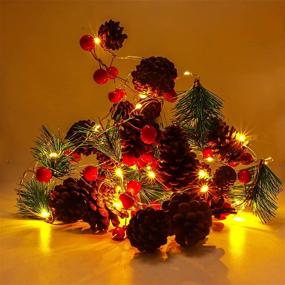 img 4 attached to 🎄 Festive Christmas Garland with Pinecone Lights - 20 LED 6.9 ft Pine Cones Light String for Xmas Tree Decoration, Parties, Weddings