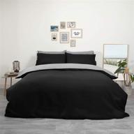 🛏️ brentfords plain dye grey black quilt bedding set - queen size with pillow case: a stylish upgrade for your bedroom logo