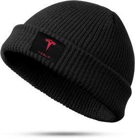 img 4 attached to Womens Beanie Tesla Logo FineAcrylic Winter Outdoor Recreation for Hiking & Outdoor Recreation Clothing