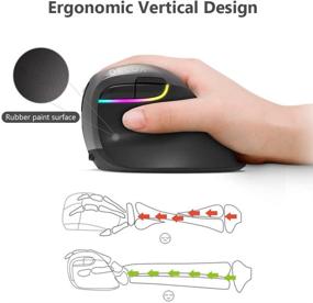 img 3 attached to 🖱️ Улучшите комфорт и продуктивность с помощью вертикальной беспроводной мыши DELUX Bluetooth - перезаряжаемая, бесшумная и эргономичная мышь для напряжения в запястьях и карпального туннеля.