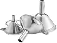 3-piece set of durable stainless steel funnels for transferring essential oils, liquids, and dry ingredients – mini filling kitchen funnel kit with large to small sizes, dishwasher safe logo