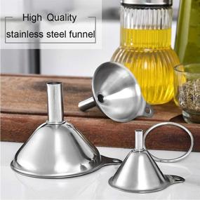 img 2 attached to 3-Piece Set of Durable Stainless Steel Funnels for Transferring Essential Oils, Liquids, and Dry Ingredients – Mini Filling Kitchen Funnel Kit with Large to Small Sizes, Dishwasher Safe