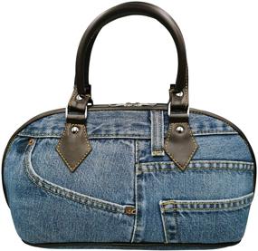 img 4 attached to Upcycling Denim Handle Handbag Style Women's Handbags & Wallets