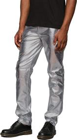 img 3 attached to COOFANDY Shiny Metallic Jeans for Men - Perfect for Christmas Parties, Dance Nights, and Nightclubs - Straight Leg Trousers