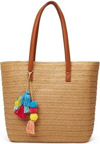 img 4 attached to 👜 Stylish Women's Summer Handbags & Wallets: Epsion Tassels Handwoven Shoulder Totes