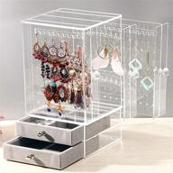 clear acrylic jewelry organizer drawer stand case - perfect earring holder, ring, bracelet, necklace & more storage trays for kids, women, and men логотип