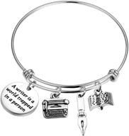 🖋️ ujims writer gift: showcase your literary passion with this charming bracelet for writers logo