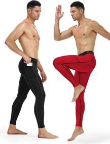 img 3 attached to Compression Pants Men Leggings with Pocket – Premium Running Tights for Athletes, Base Layer