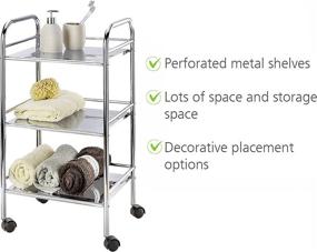 img 2 attached to 🛒 WENKO Utility Craft Art Cart 3 Tier Rolling Storage Organizer Shelf Tower - Silver Shiny Multi-Purpose Serving Trolley for Office, Kitchen, Bathroom, Kids, Laundry, 12.6 x 16.14 x 29.53 in