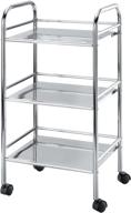 🛒 wenko utility craft art cart 3 tier rolling storage organizer shelf tower - silver shiny multi-purpose serving trolley for office, kitchen, bathroom, kids, laundry, 12.6 x 16.14 x 29.53 in логотип