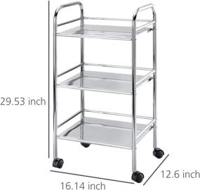 img 1 attached to 🛒 WENKO Utility Craft Art Cart 3 Tier Rolling Storage Organizer Shelf Tower - Silver Shiny Multi-Purpose Serving Trolley for Office, Kitchen, Bathroom, Kids, Laundry, 12.6 x 16.14 x 29.53 in