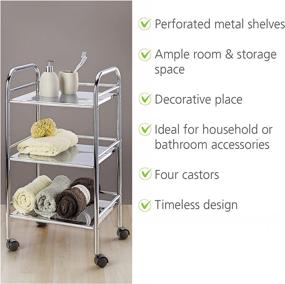 img 3 attached to 🛒 WENKO Utility Craft Art Cart 3 Tier Rolling Storage Organizer Shelf Tower - Silver Shiny Multi-Purpose Serving Trolley for Office, Kitchen, Bathroom, Kids, Laundry, 12.6 x 16.14 x 29.53 in