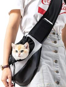 img 4 attached to 🐾 Adjustable Hands-Free Pet Sling Carrier for Small Dogs Cats - Convenient & Breathable Travel Bag by KUAILEYUAN