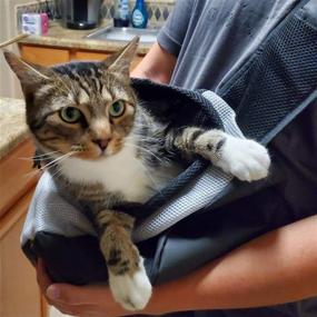 img 2 attached to 🐾 Adjustable Hands-Free Pet Sling Carrier for Small Dogs Cats - Convenient & Breathable Travel Bag by KUAILEYUAN