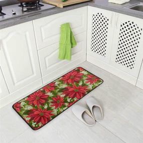 img 1 attached to 🎅 Коврик для кухни Сусио с Рождественской красной звездой: комфортный, нескользящий и легко моющийся.