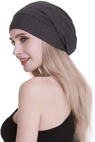 img 1 attached to Silk Satin Lined Sleep Cap: 100% Mulberry Silk Inner, Bamboo Viscose Outer - Breathable, Hair Protection