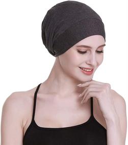 img 2 attached to Silk Satin Lined Sleep Cap: 100% Mulberry Silk Inner, Bamboo Viscose Outer - Breathable, Hair Protection